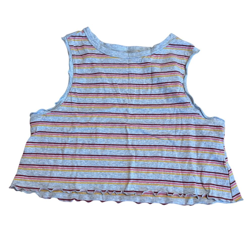 Colsie Women's Heather Gray Striped Cropped Tank Top - Size Small - NWT